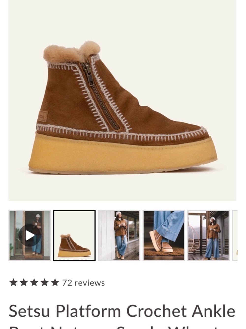 Women's Brown Suede Shearling Zip Ankle Booties